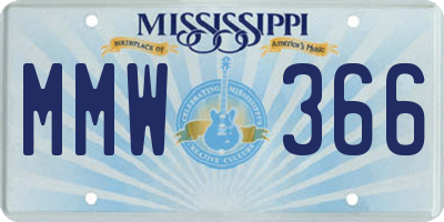 MS license plate MMW366