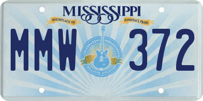 MS license plate MMW372