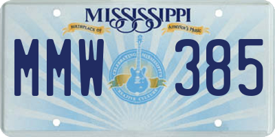 MS license plate MMW385