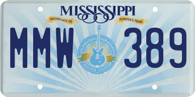 MS license plate MMW389