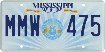 MS license plate MMW475