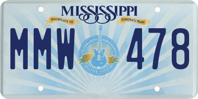MS license plate MMW478