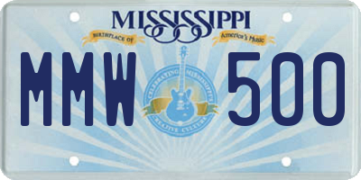 MS license plate MMW500