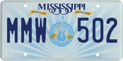 MS license plate MMW502