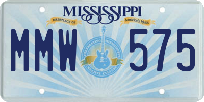 MS license plate MMW575