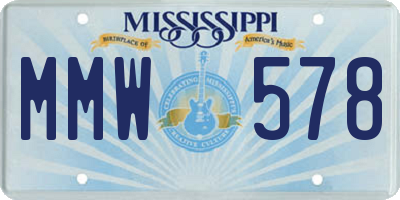 MS license plate MMW578