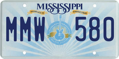 MS license plate MMW580