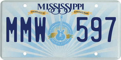MS license plate MMW597