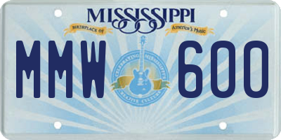 MS license plate MMW600