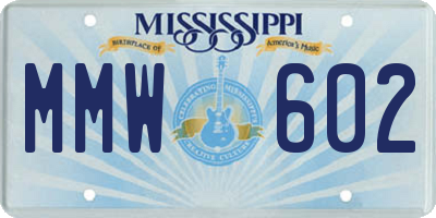 MS license plate MMW602