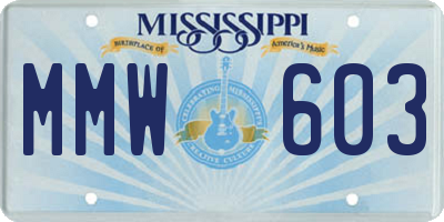 MS license plate MMW603