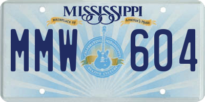 MS license plate MMW604