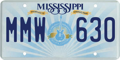 MS license plate MMW630