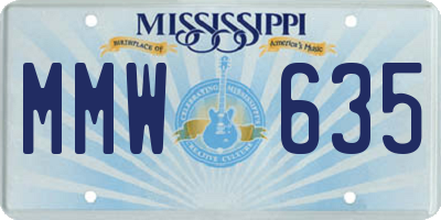 MS license plate MMW635
