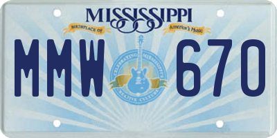 MS license plate MMW670