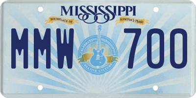 MS license plate MMW700