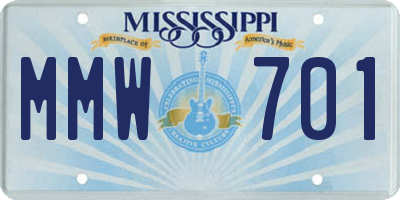 MS license plate MMW701