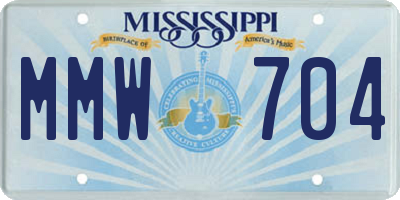 MS license plate MMW704