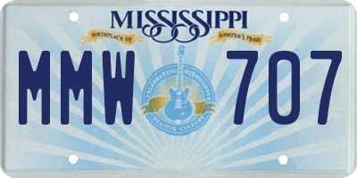 MS license plate MMW707