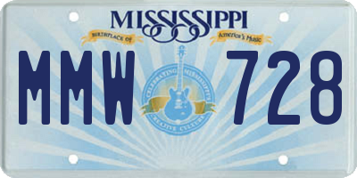 MS license plate MMW728