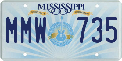 MS license plate MMW735
