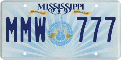 MS license plate MMW777