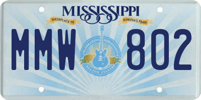 MS license plate MMW802