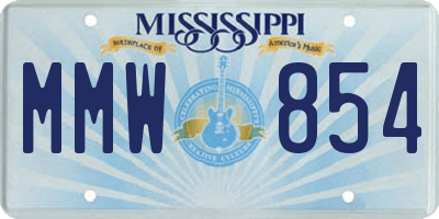 MS license plate MMW854
