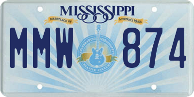 MS license plate MMW874