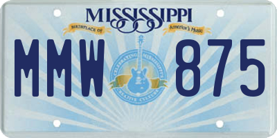 MS license plate MMW875