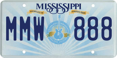 MS license plate MMW888
