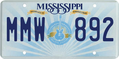 MS license plate MMW892