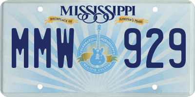 MS license plate MMW929