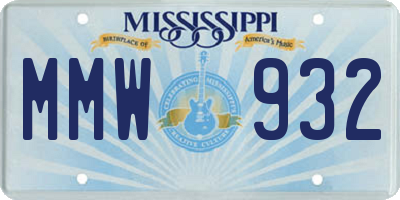 MS license plate MMW932