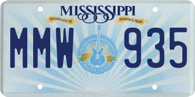 MS license plate MMW935