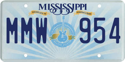 MS license plate MMW954