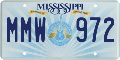 MS license plate MMW972