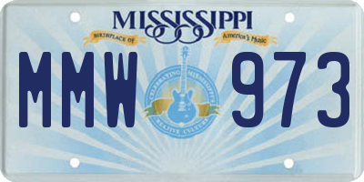 MS license plate MMW973