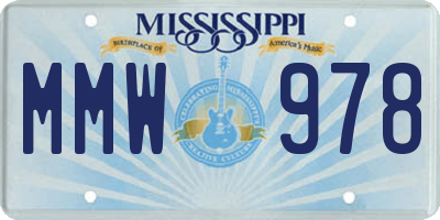 MS license plate MMW978
