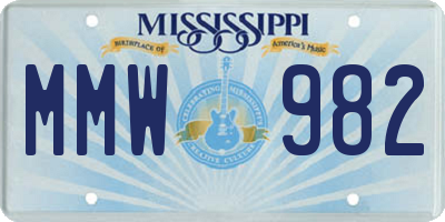 MS license plate MMW982