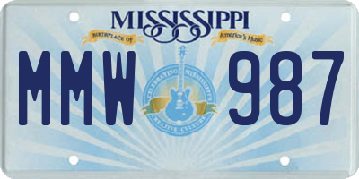 MS license plate MMW987