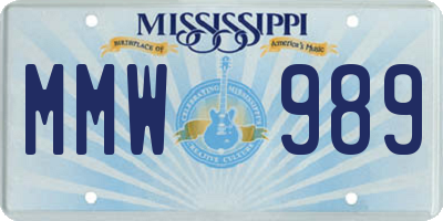 MS license plate MMW989