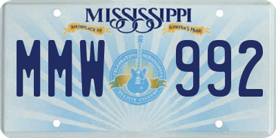 MS license plate MMW992
