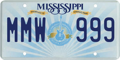 MS license plate MMW999