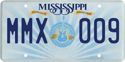 MS license plate MMX009
