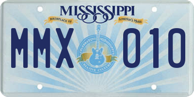 MS license plate MMX010