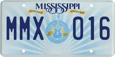 MS license plate MMX016