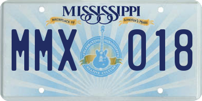 MS license plate MMX018