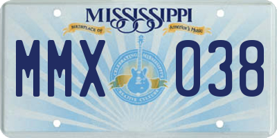 MS license plate MMX038