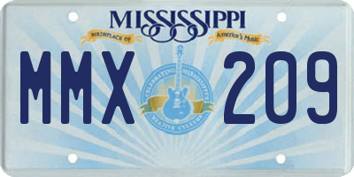 MS license plate MMX209